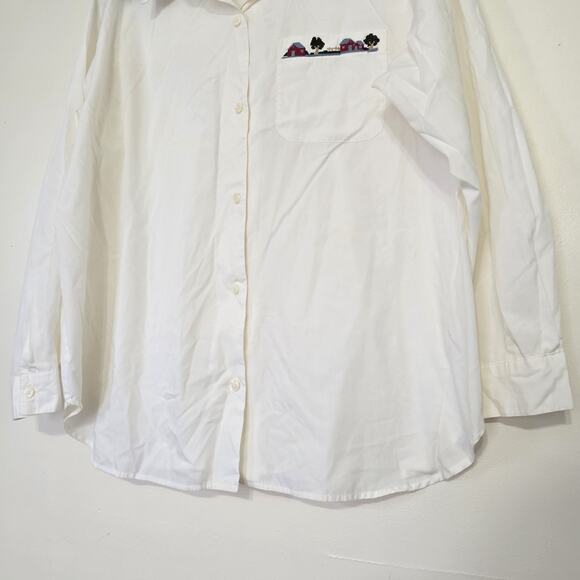 Vintage Embroidered Cottage Prairie White Button Up Top Womens 18W Boho Grandma - Picture 5 of 9